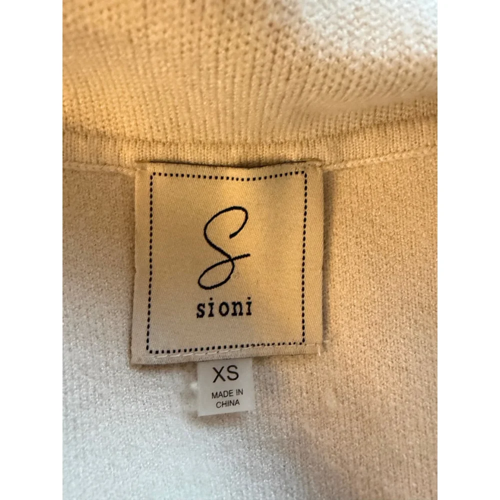 Sioni Double Breasted Knit Blazer XS Beige Gold Button Tailored Sweater Jacket - Picture 4 of 5